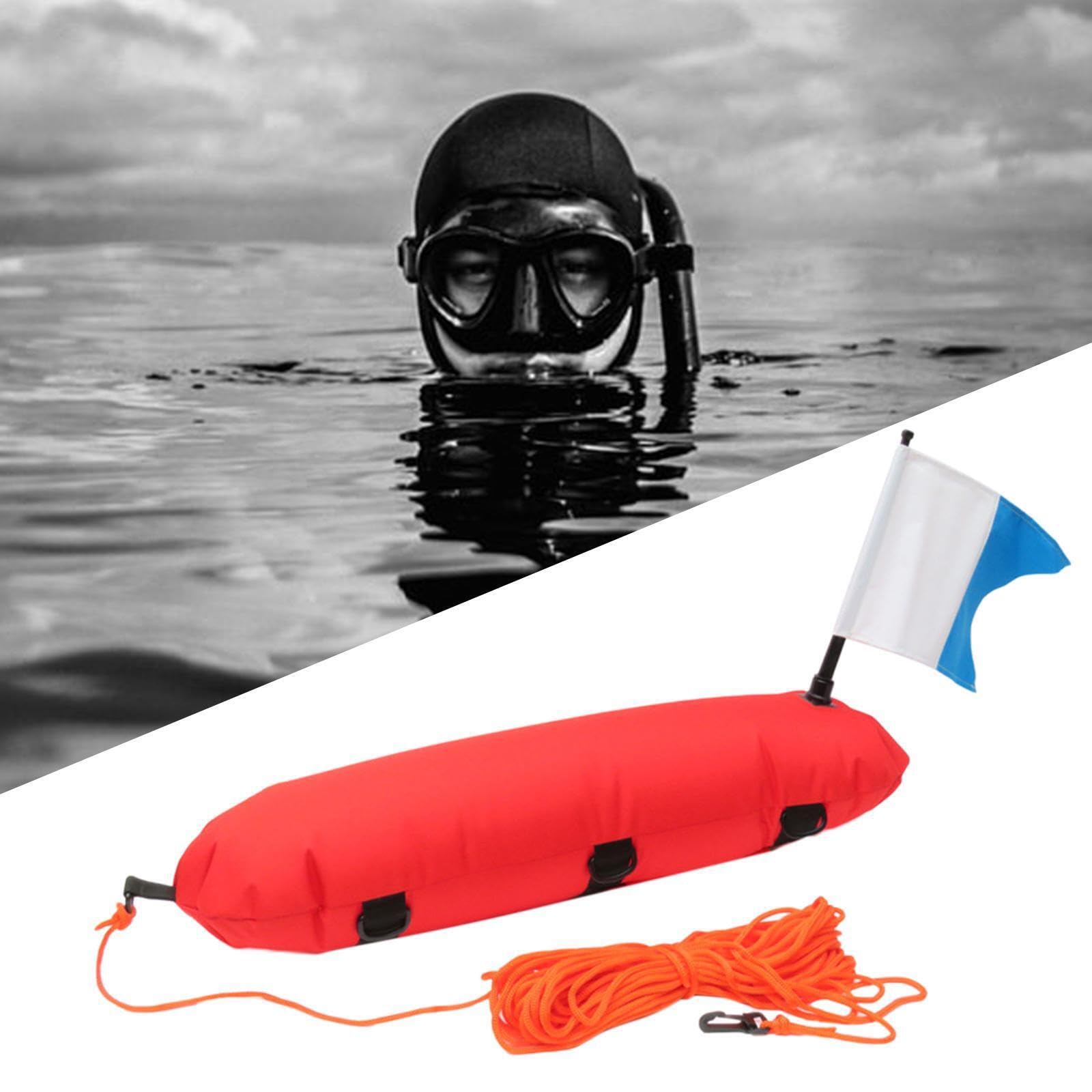 Señal de boya de inflado de Buceo para señalización confiable, boya de torpedos de Nailon de Alto Rendimiento, Bandera de Bola Flotante