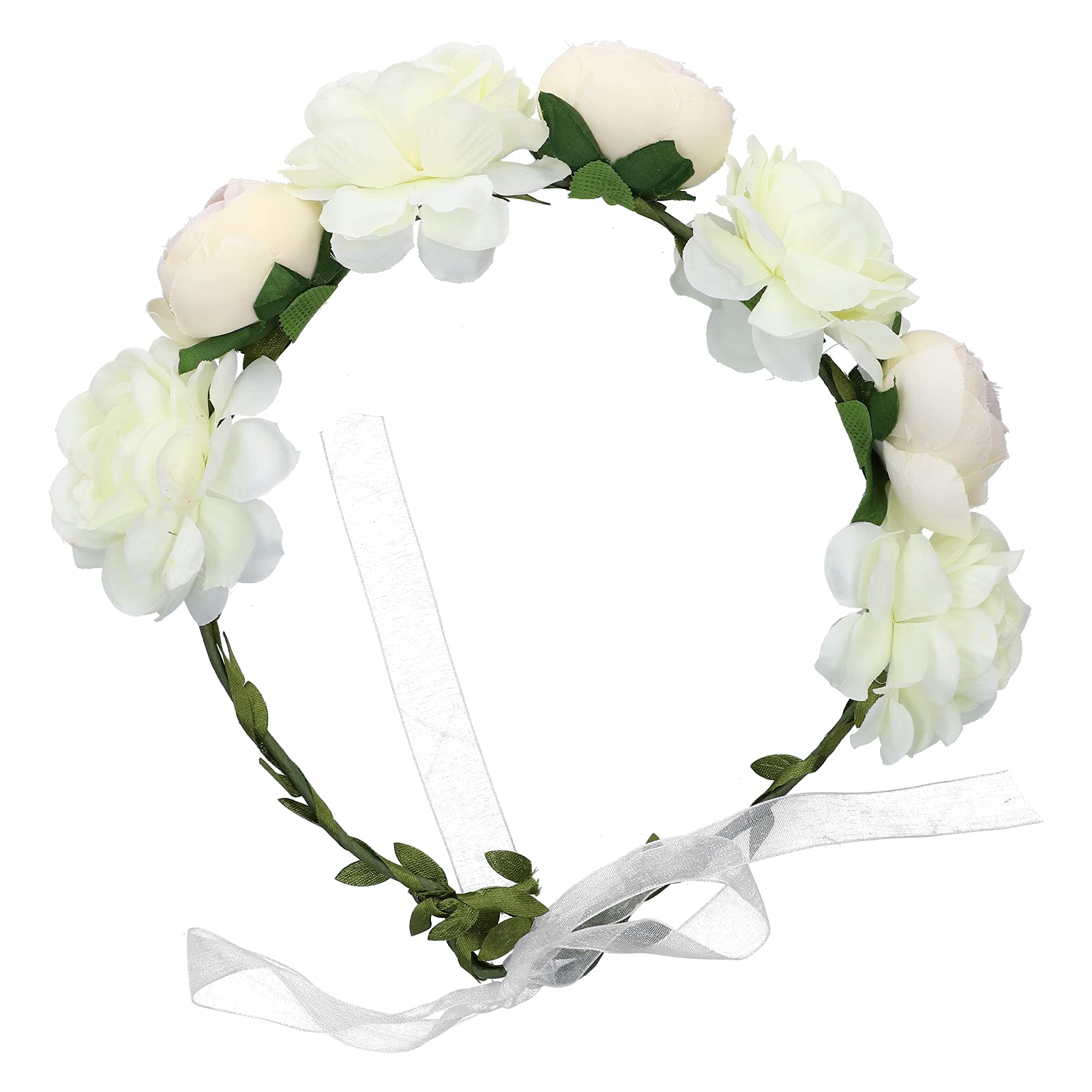 Apexare Corona de Flores Ajustable, Diadema con Corona Floral, Tocado de Guirnalda Artificial para Mujeres y niñas, para Bodas, Fiestas, Festivales, cumpleaños, sesiones de Fotos (Blanco)