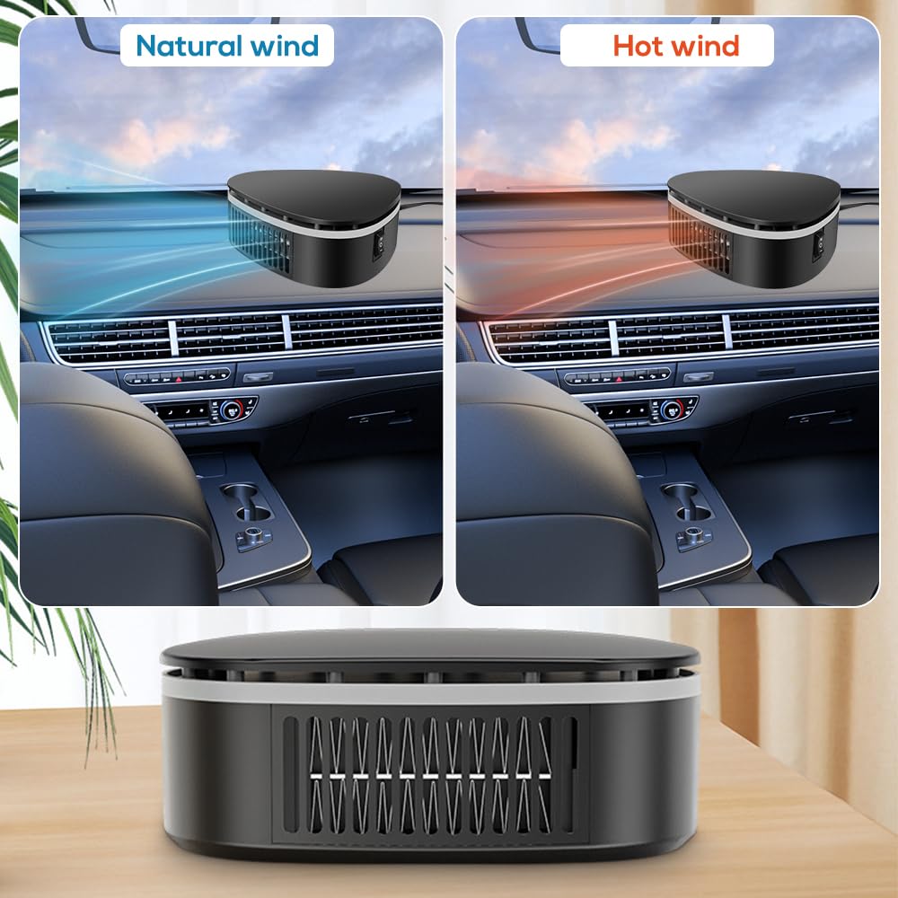 Auto Heizung, 12V/120W Heizlüfter Auto, 2 in 1 Tragbare Autoheizung Defroster, 360°Drehung Winter Auto Defroster Demister, Auto Heizlüfter mit Saugnapfhalterung, Zigarettenanzünder-Stecker