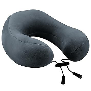 Billebon Super Soft Fiber Filled Neck Pillow for Travel Combo with Premium Eye Mask Neck Rest Pillow with 5 Years Warranty (Grey) - image, photos