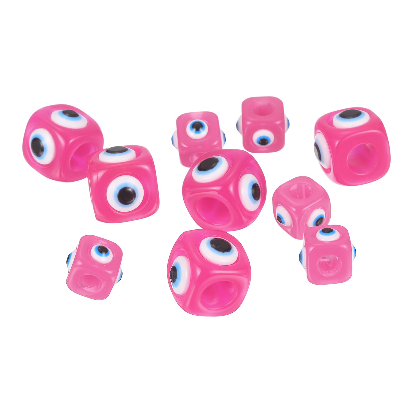 PATIKIL 12mm/16mm Evil Eye Beads, 10 Pcs Resin Turkish Evil Eye Charm Large Hole Beads Pendant Connector for DIY Art Craft Bracelet Necklace Earrings Making, Dark Pink