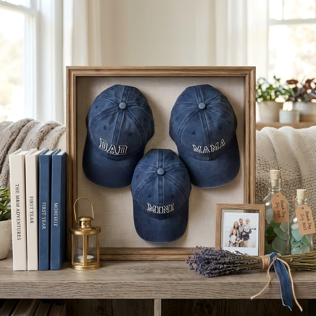 Confezione da 3 cappellini baseball abbinati genitore-figlio regolabili in cotone lavato con ricamo DAD MAMA Ideali per attività all aperto famiglia Regali la Festa del Papà della Mamma e le tappe imp