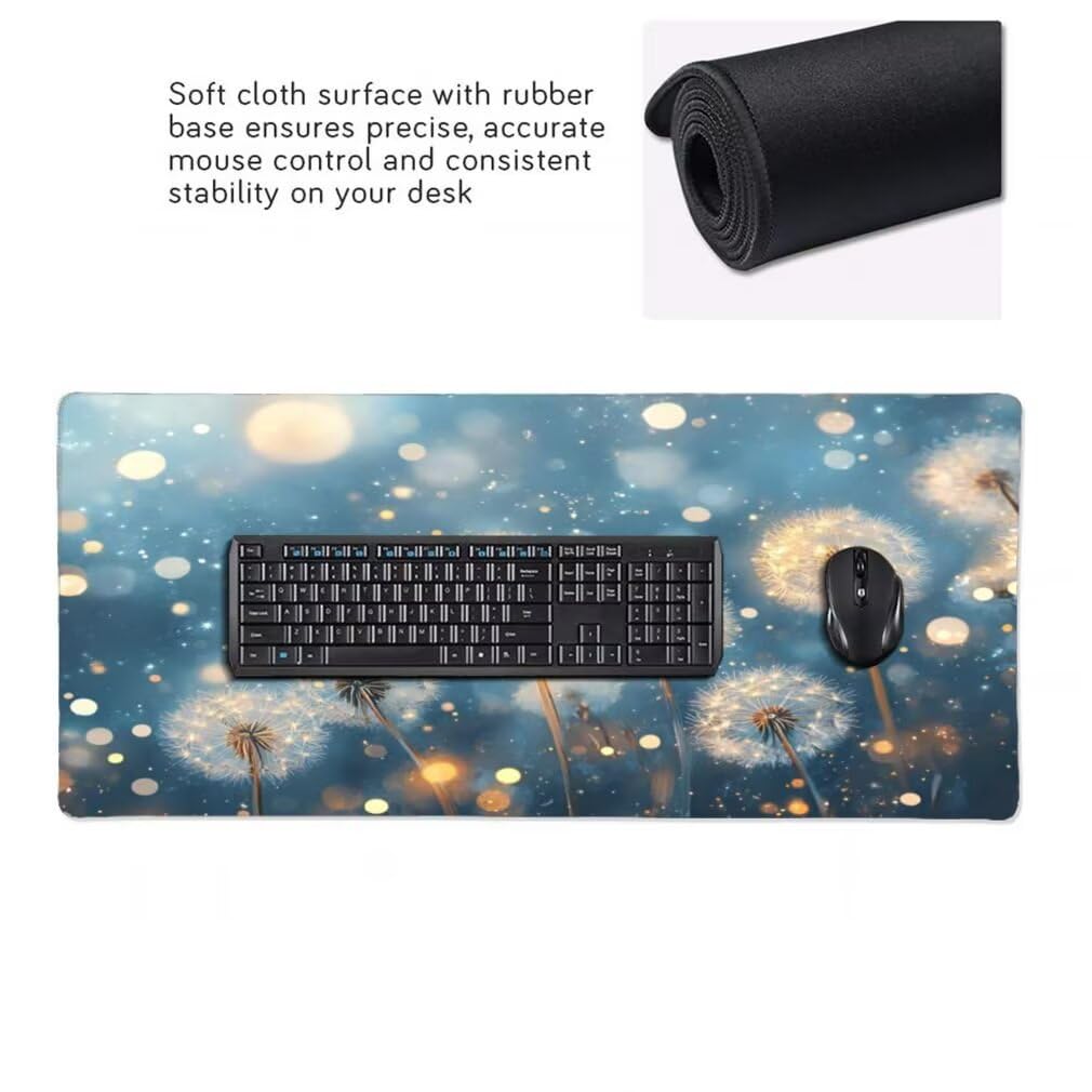 Tappetino Mouse XXL 1200x600mm Dente di Leone Grande Mouse Pad, Tappetino Scrivania con Bordi Cuciti, Grande Mousepad Gaming con Base Antiscivolo per Giocatori, Ufficio e Casa (Onirico) -MP1602
