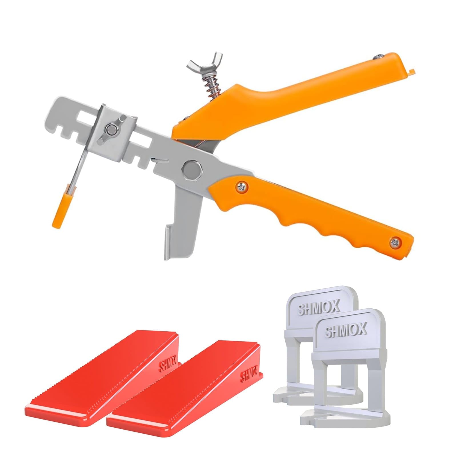 SHMOX Tile Spacers and Tile Leveling System 2mm – Pack of 200 Clips and 100 Reusable Spacer+ 1 Plier