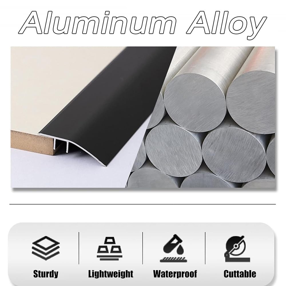 Rampes De Seuil 120cm Bande De Transition De Plancher pour Portes Bande De Seuil De Remplacement en Aluminium, Hauteur 18mm Moulure De Réduction De Plancher(Grey,150cm-60in)