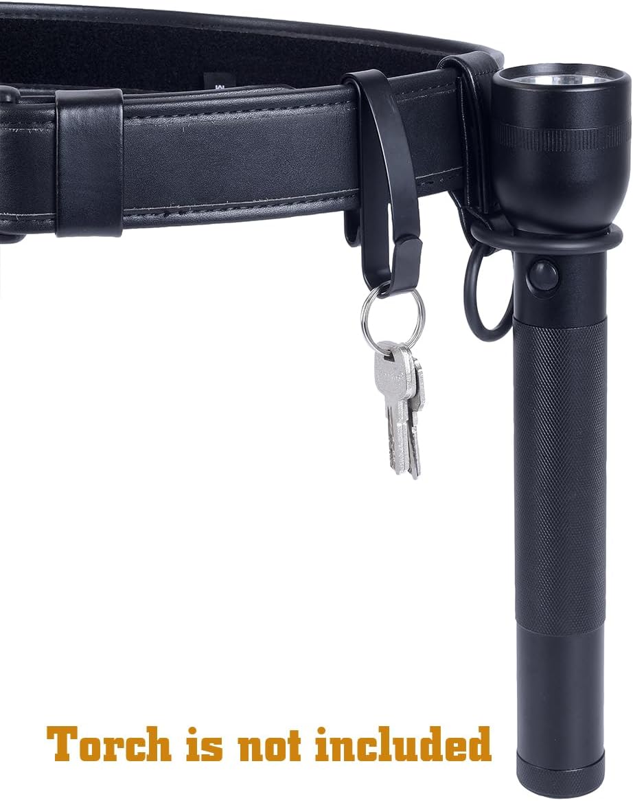 Double Ring Flashlight Holder Tactical Key Ring Holder, Special for Police and Fire Agencies,Double C and D Cell Flash Light Holder Combo with Keyrings for Police,Law Enforcement and Workers