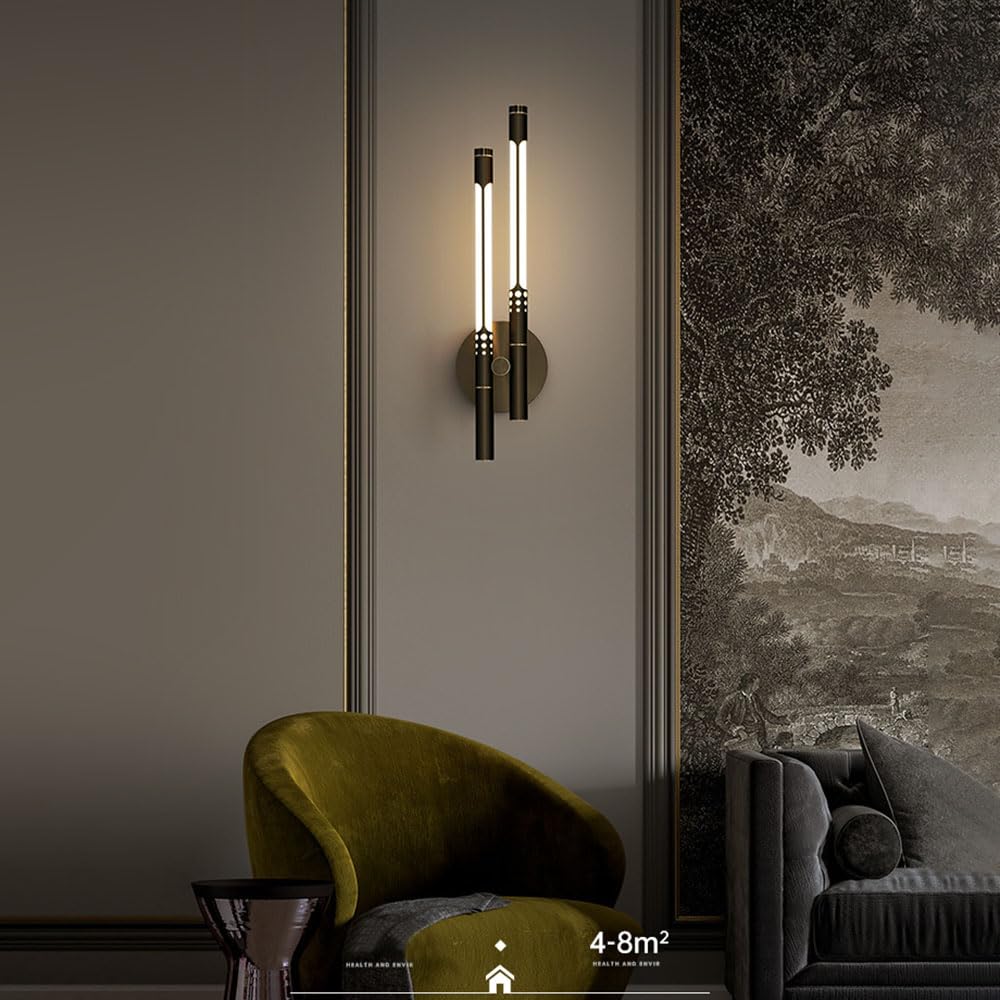 Przewodowa liniowa lampa ścienna LED po stronie telewizora z akrylowym abażurem, długopasmowa oprawa do wnętrz, lampa ścienna / lampka nocna do sypialni (czarne światło)