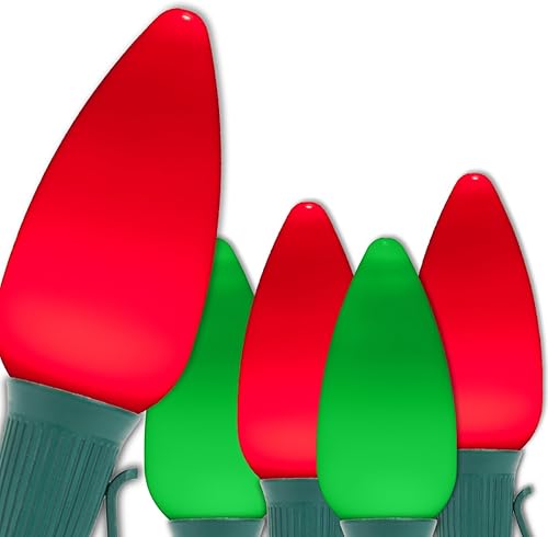 Miniatura 16 de Wintergreen Lighting 25 C9 OptiCore LED Luces Comerciales de Navidad para Exteriores – Luces de Cadena de Navidad de Servicio Pesado; Cable Verde