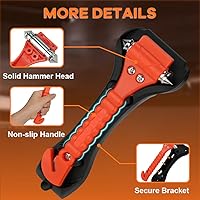 Vista 6 de SINSEN Juego de 3 martillos de seguridad para automóvil, herramienta de escape de emergencia, martillo de vidrio para ventana de auto, martillo