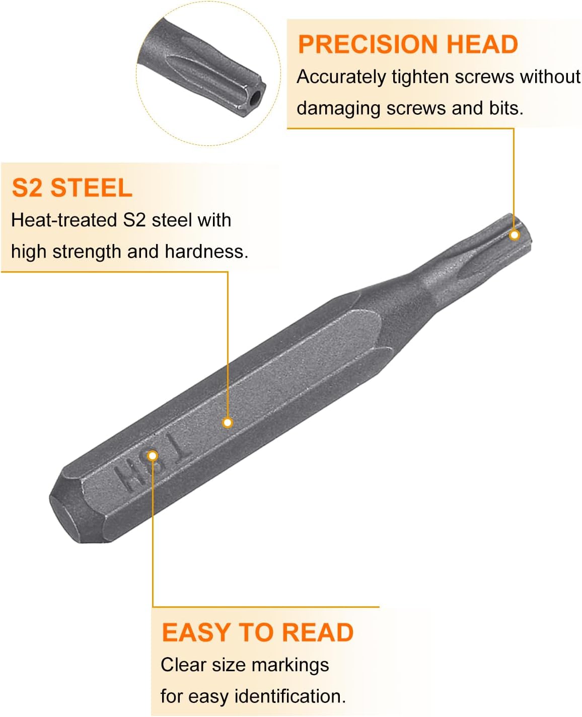 HARFINGTON 3pcs T8H Torx Screwdriver Bit 5/32" Hex Shank 28mm Length Magnetic Star 6 Point Head Hex Bits S2 Steel Screw Driver Bit for Electric Manual Screwdrivers Precision Repair