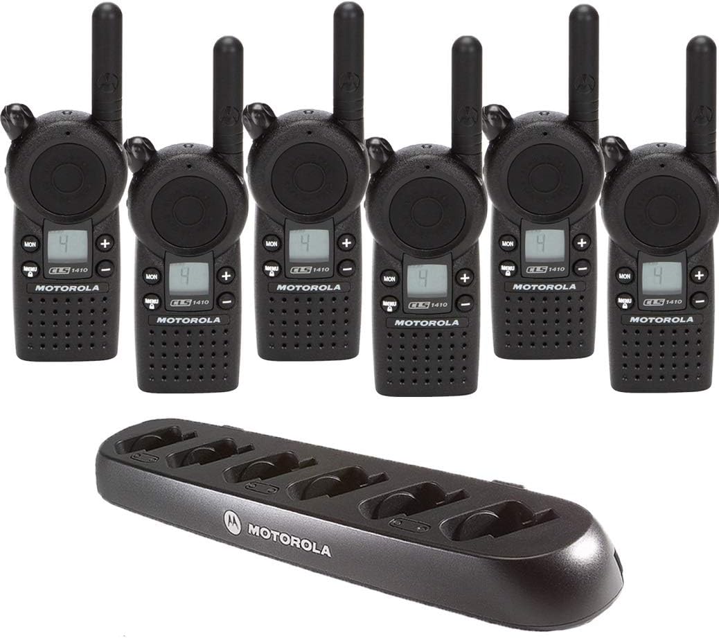 6 CLS1410 - UHF 1 Watt 4 Channel Radios & 1 56531 6 Radio Charger by Motorola Solutions - Intended for Business Use Black