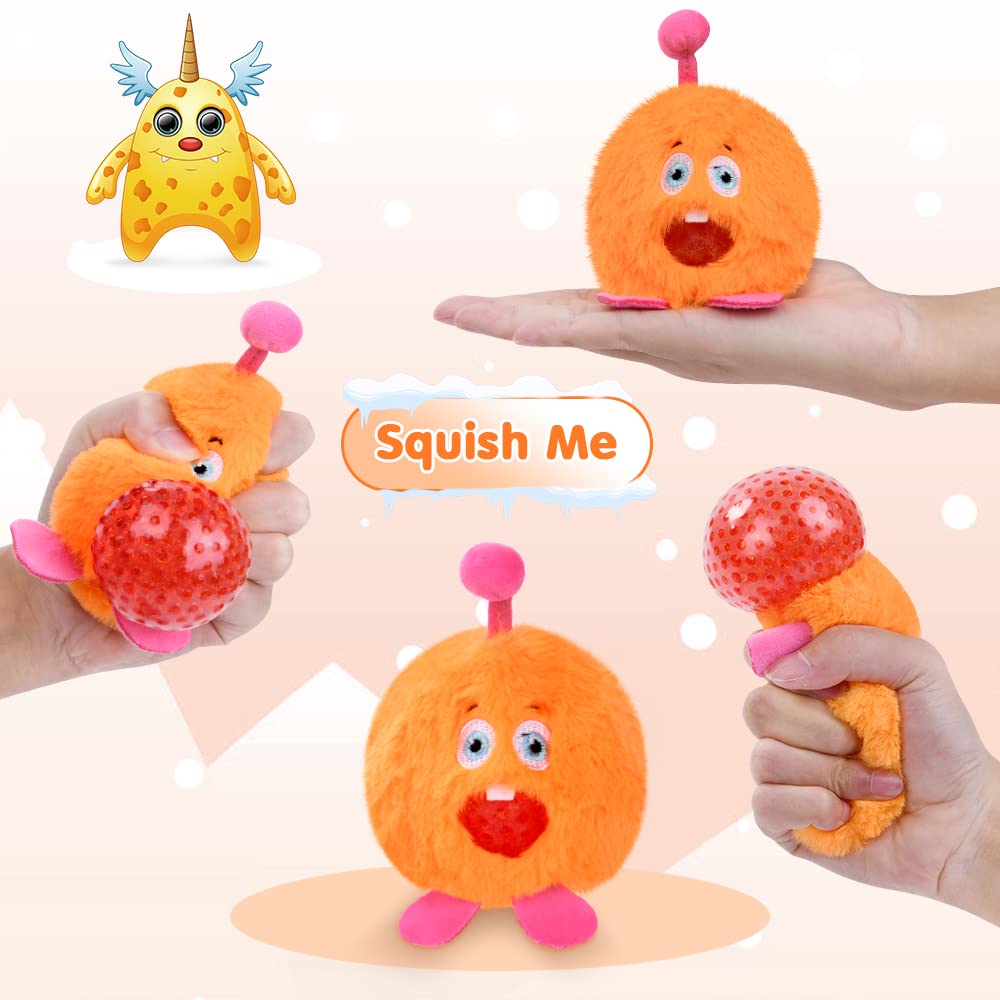 Pelota Antiestrés De Felpa Suave Con Bolsa De Malla – Juguete Sensorial Silencioso Para Niños Y Adultos (Naranja)