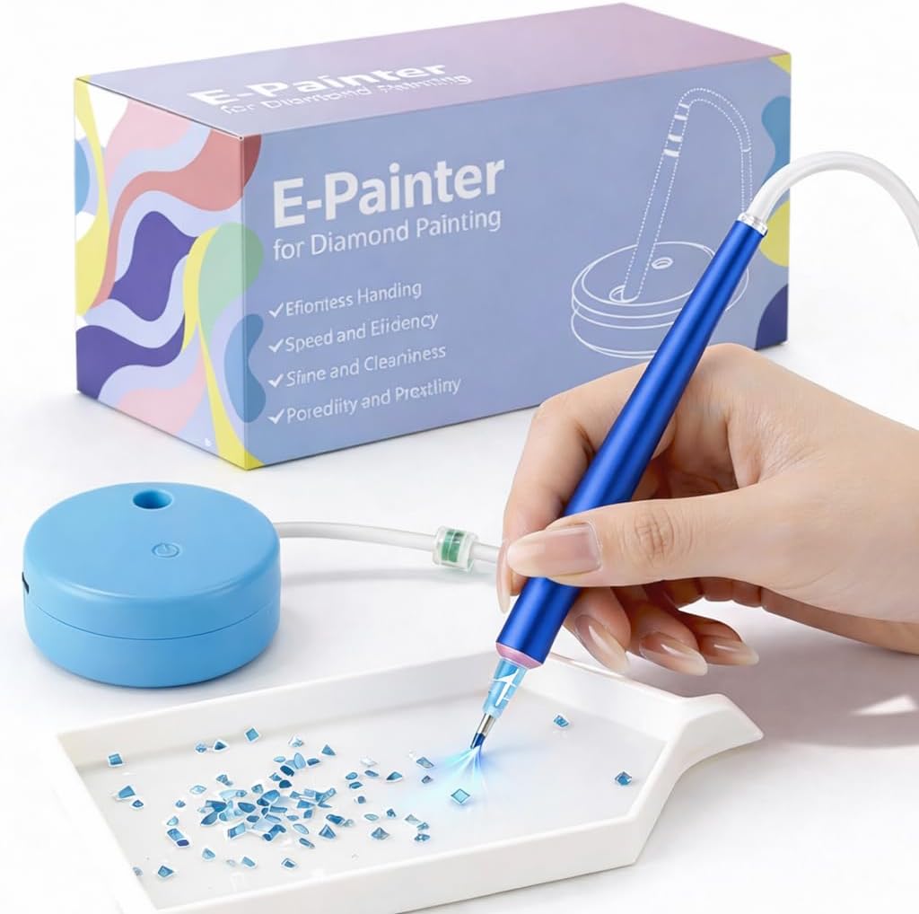 Electric Diamond Painting Pen Vacuum Drill Tool Kit, Diamond Art Pens No Wax Needed with Accessories, Storage Case, Dot Painter Vacuum Pen for Diamond Painting Art Electric Pen for Adults (Blue)