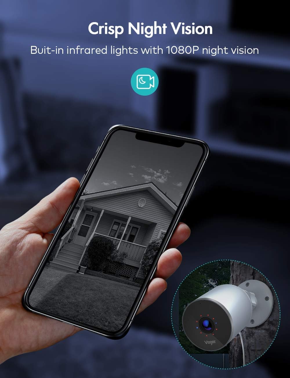 Crazy Deals Voger Security Camera Outdoor, 1080P WiFi Home Surveillance with Motion Detection, Bullet Camera with 2-Way Audio, Night Vision, IP66 Waterproof, Support Cloud Service and Alexa