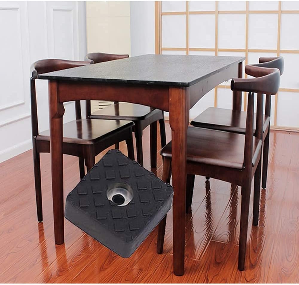 Chair Leg Wood Floor Protectors Square,Easy Screw Installation,Non-Slip Rubber Furniture Floor Pads 30MM*30MM,12Pack,Blck(Color:Balck)