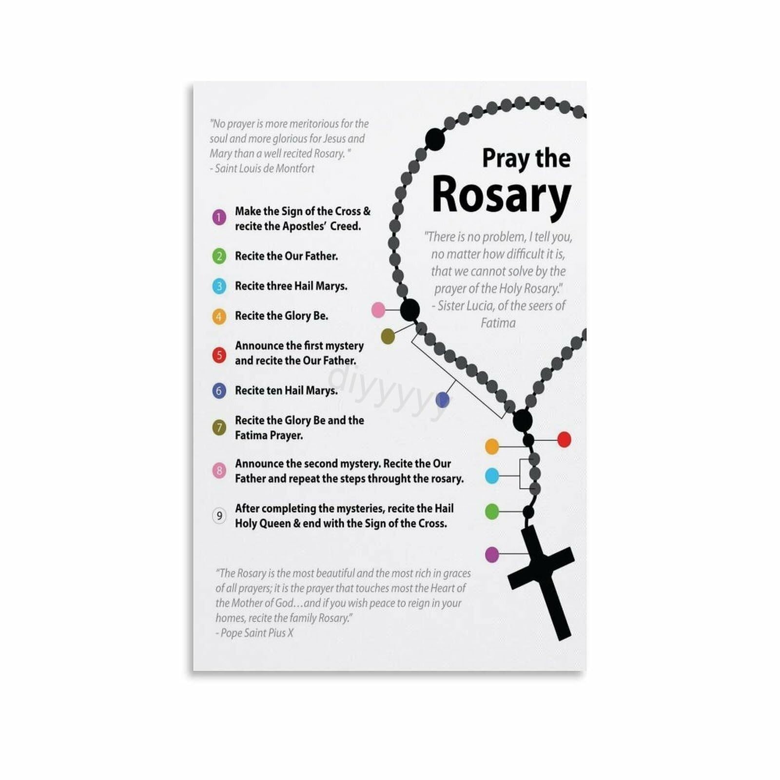 LLBOGRGGN Catholic Devotional Art Print, Rosary and Prayer Canvas Poster, Wall Decor for Home Altar, Study Room, Spiritual Retreat(Unframed,12x18inch(30x45cm))