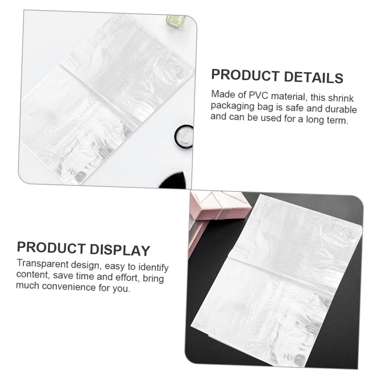 Ciieeo 100Pcs Heat Shrink Film Bags Multi Purpose PVC Sealing Wrap for Storage Easy to Use Moisture Protection for Organizing and Packing Items