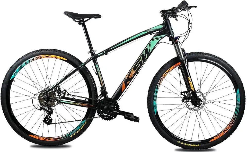 Bicicleta Aro 29 KSW XLT Color 24v Freio Hidraulico Câmbios Shimano Suspensão C/Trava