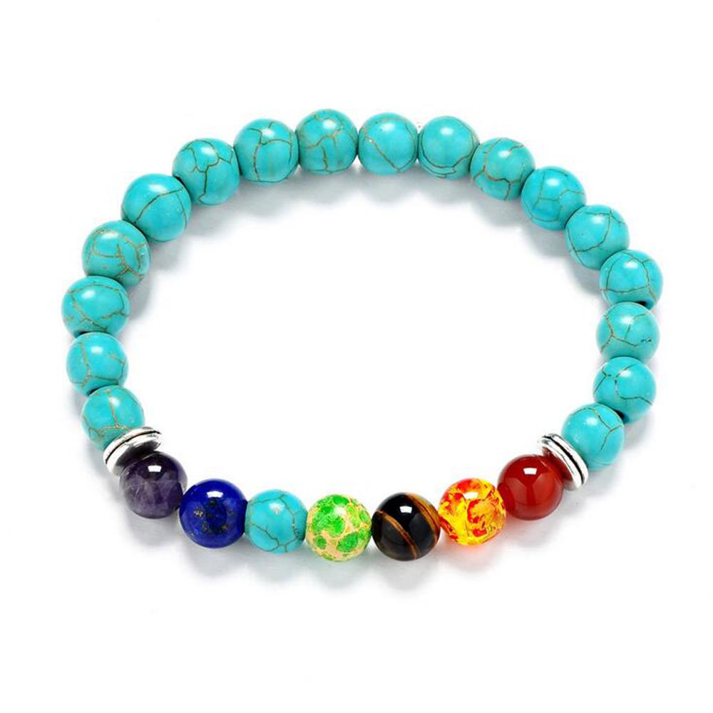 Energy Bracelet 7 Charka Colorful Tiger Eye Stretch Bead Bracelet