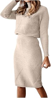 Womens Sweater Skirts Sets Skort Sets for Women Swiss Dot 2 Piece Pencil Cardigan Long Fall Winter Skirts Sets 2023