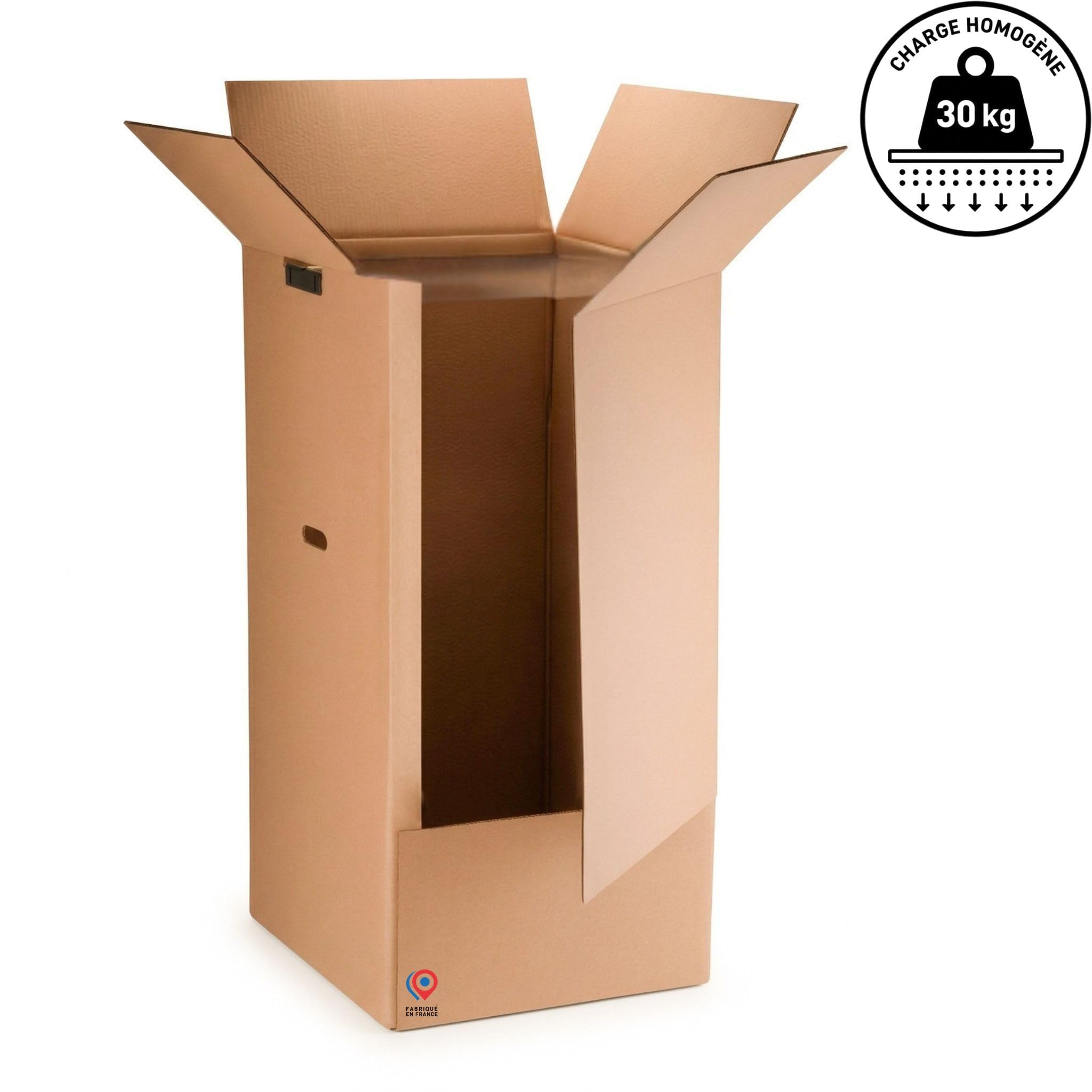 Lot de 3 Cartons Penderie 50x50x100 cm avec Tringles Fabriqués en France + 1 Rouleau Adhésif & 10 Cintres Offerts Déménagement Vêtements Rangement