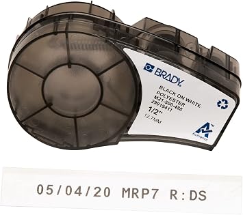 Brady Authentic (M21-500-488) Solvent-Resistant Lab Label for Lab, Barcode and Printed Circuit Board Labeling, Black on White- For M210, M210-LAB, M211, BMP21-PLUS and BMP21-LAB Printers, .5 W, 21' L