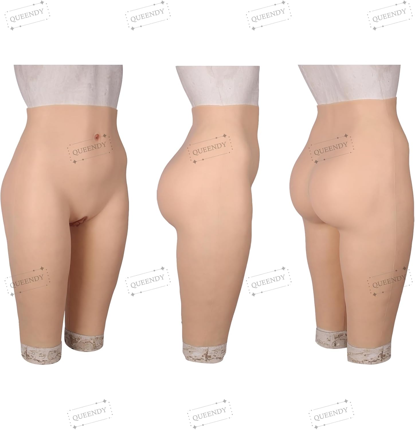 Silicone Realistic Vagina Panties, Crossdresser False Pussy Shorts Butt Padded Push Hiding Gaff Underwear for Shemale