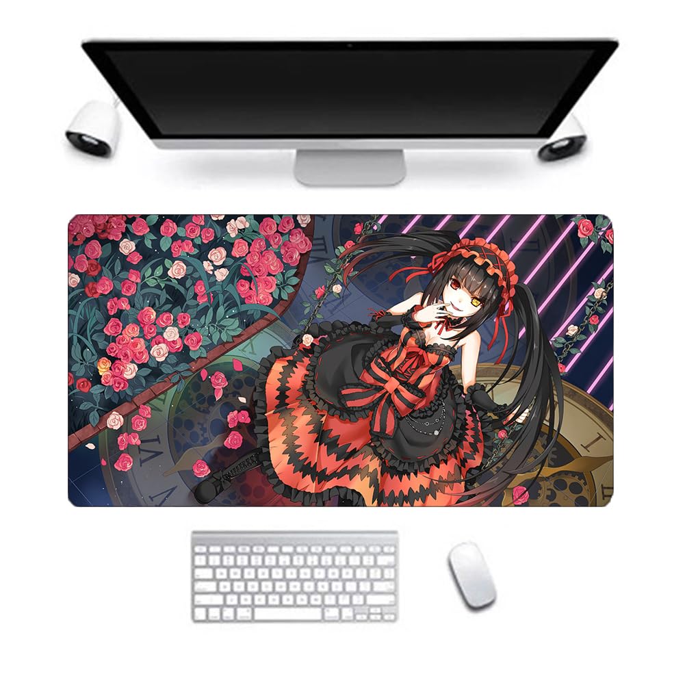 Zhongkaihua Date A Live Anime Gaming Mouse Pad, Tokisaki Kurumi Yatogami Toka 400 * 700mm Extended Large Non-Slip Rubber Mouse Mat, Desk Pad for Office Desk Office