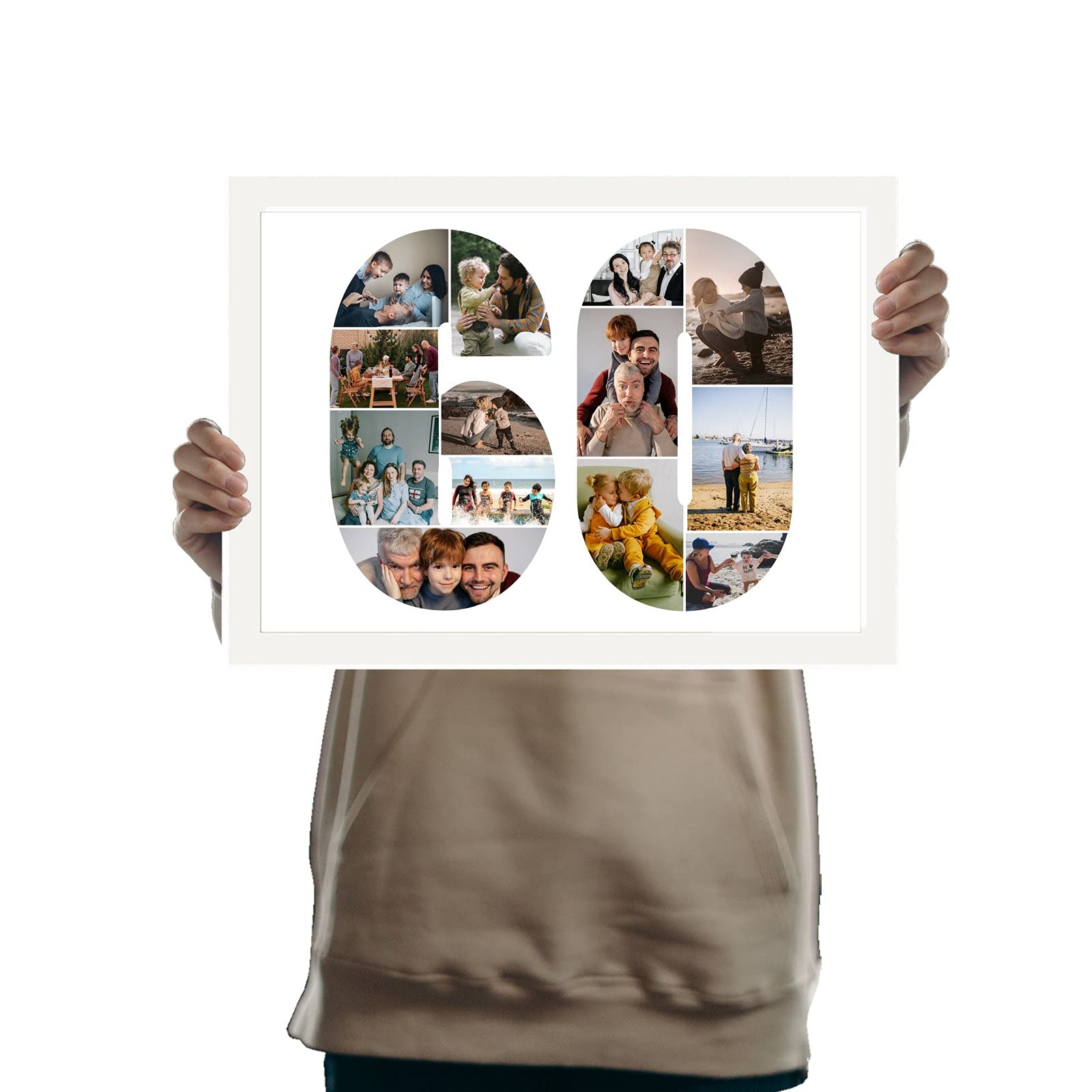 You Personalise 60th Birthday Personalised Photo Collage Framed White A4