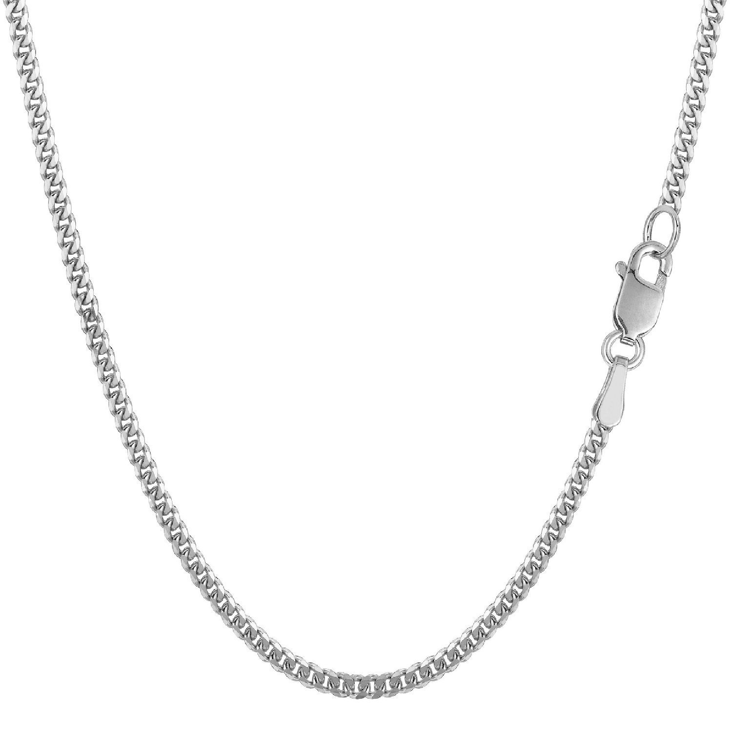 14 Karat 585 Gold Massive Panzerkette Weißgold Kette - 2 mm Breit - Unisex