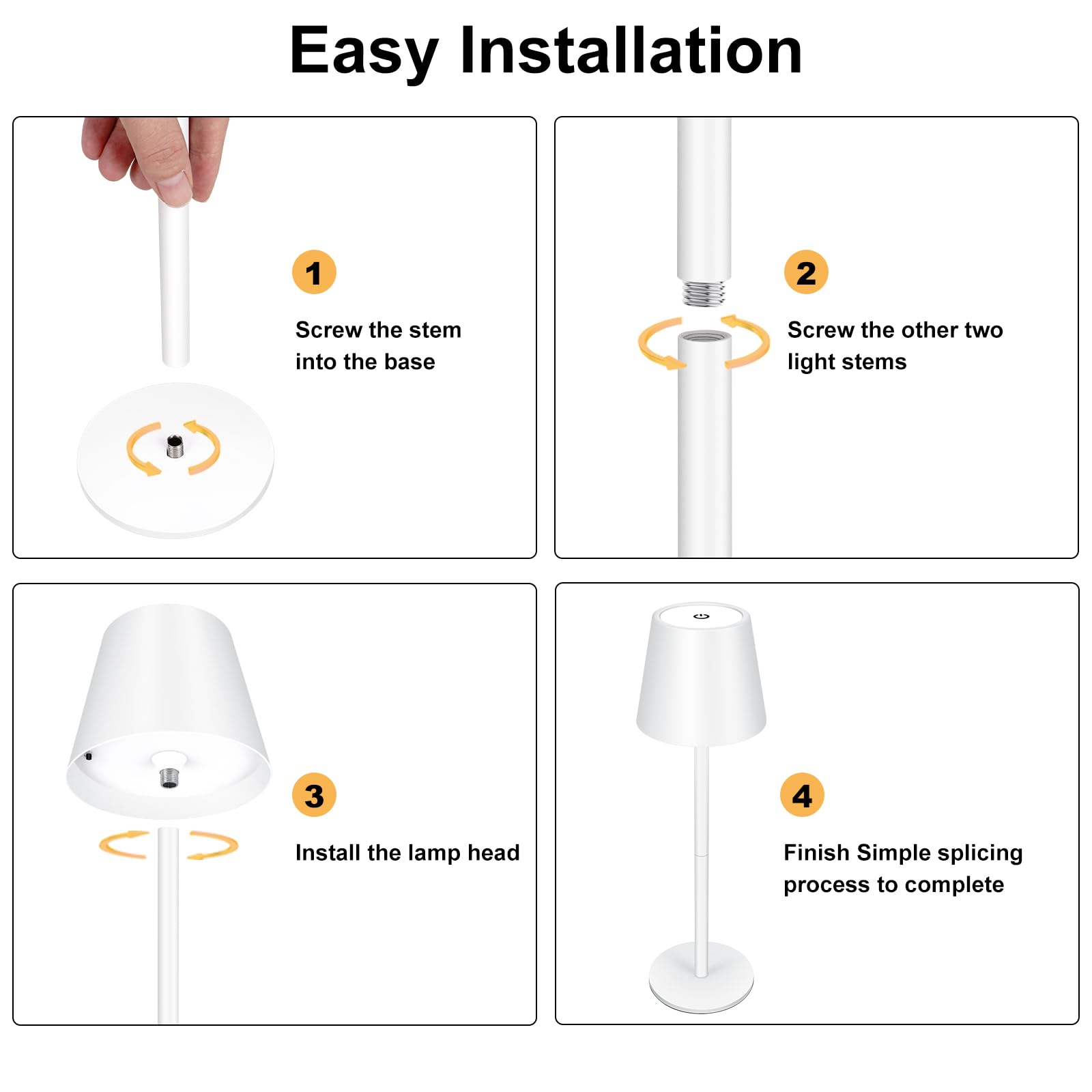 2 lámparas LED de mesa con batería, USB-C inalámbrica Lamparas de Mesa con 3 Temperaturas de Color Ajuste Tactil,5000mAh, IP54 resistente al agua, Adecuada para Interior,Exterior, Blanco