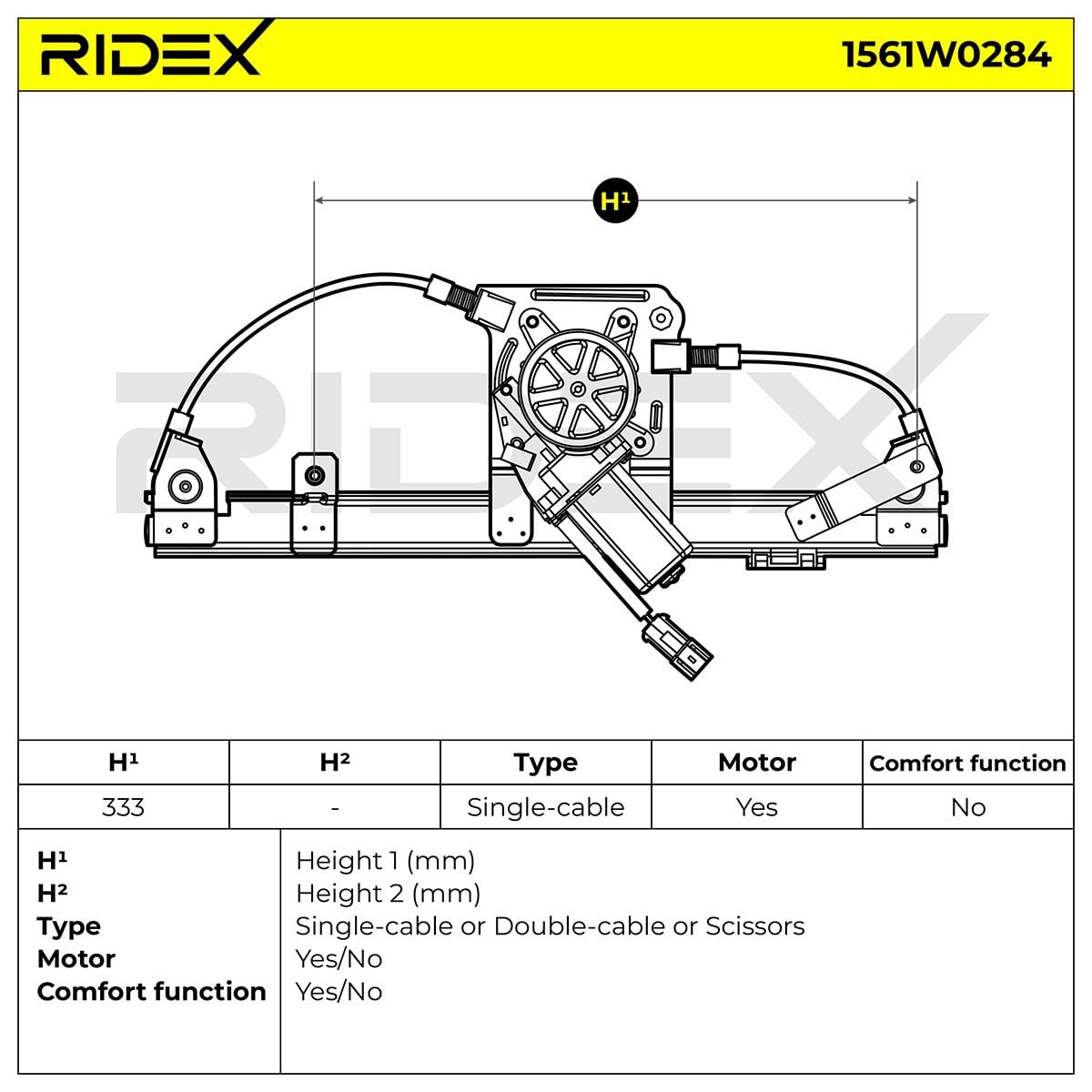 RIDEX 1561W0284 Alzacristallo elettrico anteriore Sinistra con motore elettrico Compatibilità con FIAT 500 312