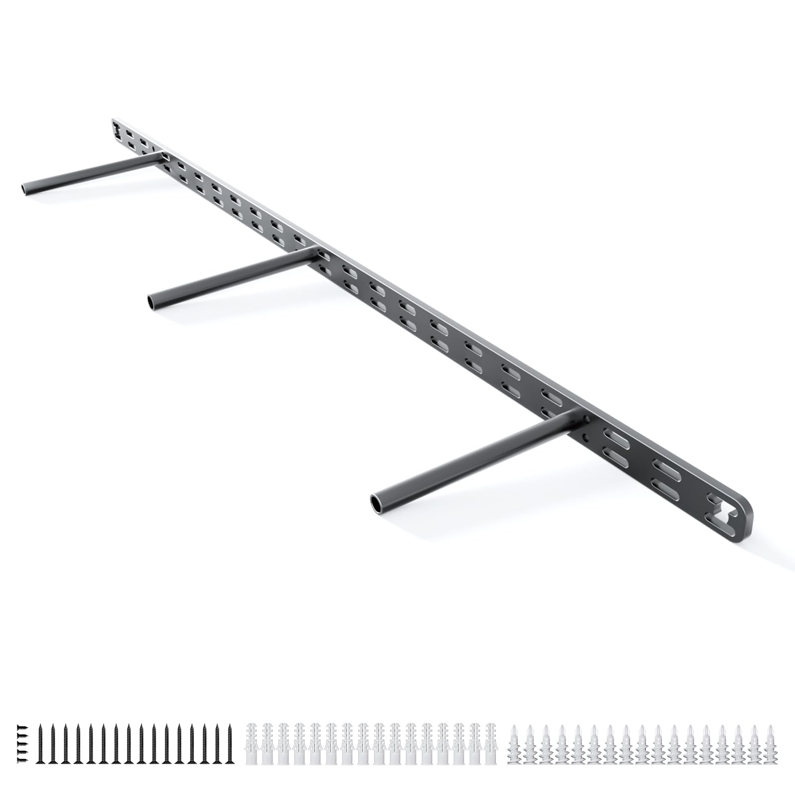 Photo 1 of 1pc Floating Shelf Bracket Heavy Duty,Decorative Floating Shelf Hardware Hidden Black Metal Fireplace Mantel Brackets (34"X6"X1.0" Without Tools)