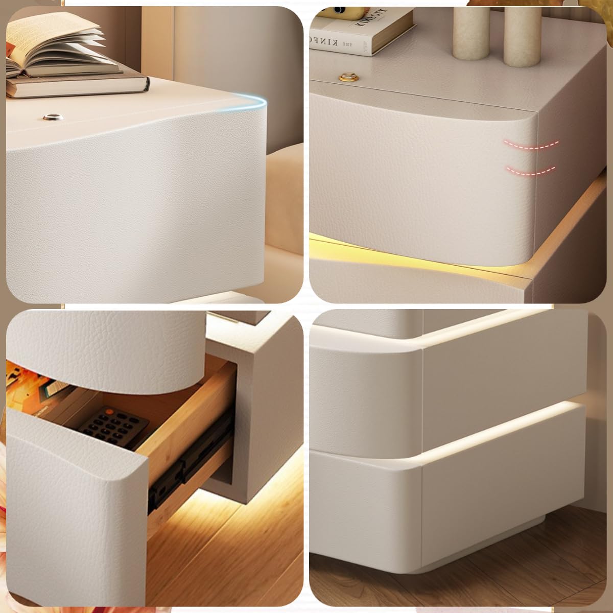 ベッドサイドテーブル 3段チェスト ライト付き ベッドサイドテーブル 3段チェスト ライト付き