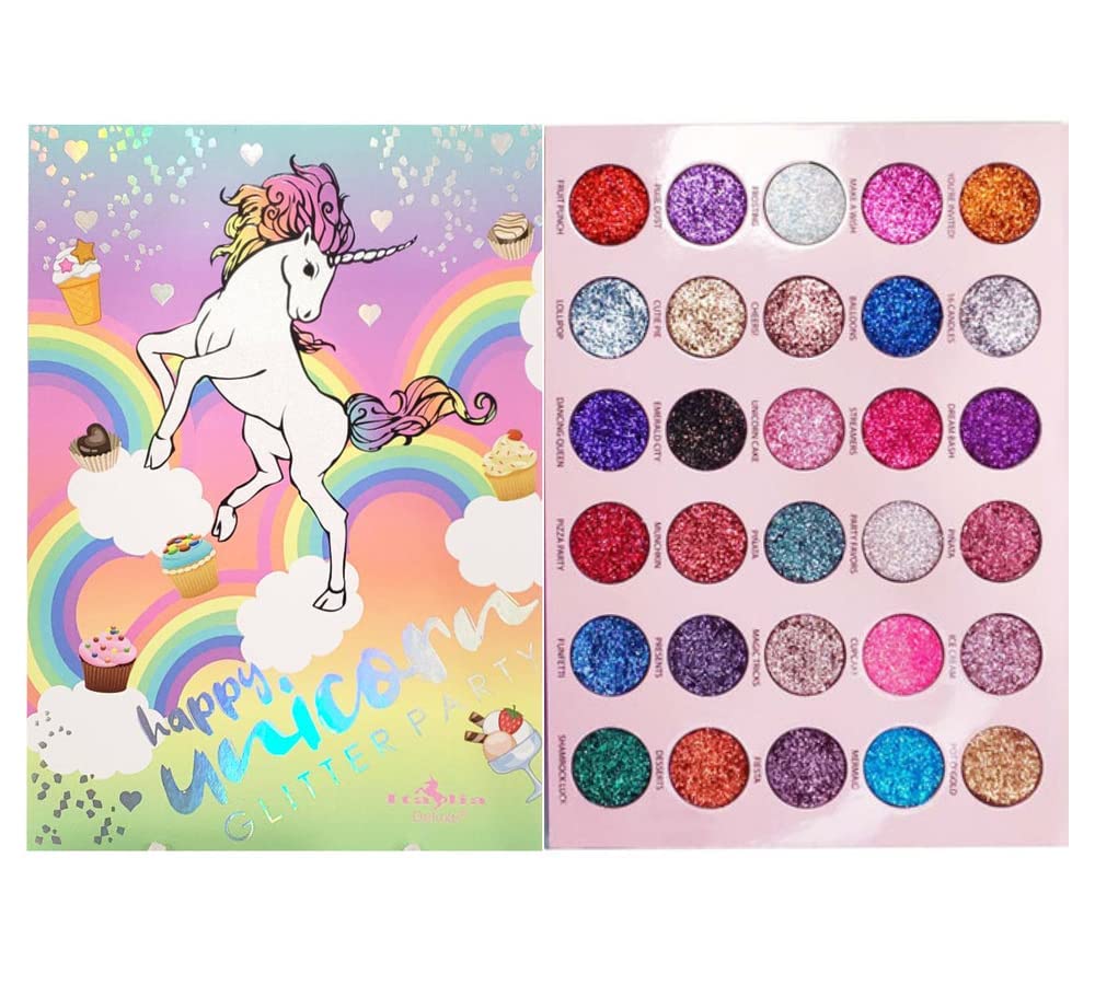 Rsentera Unicorn Glitter Palette, 30 Shades, Pressed Glitter Eyeshadow, Multicolor Shimmer, Party Makeup-image-11