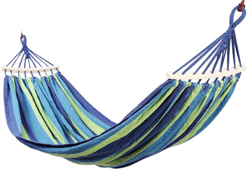 Supreme Mall (Label) Camping Hammock, Striped Canvas Fabric Portable Garden Hammocks Ultralight Outdoor Beach Swing Bed with Strong Rope (200cm x 150cm)(Cotton,Nylon)(Multi-colour)