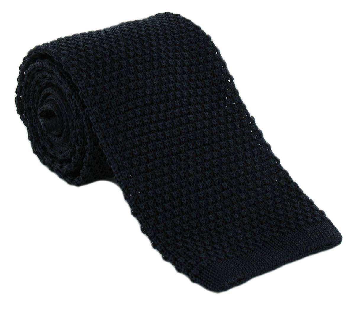 Marineblaue Seiden-Strickkrawatte von Michelsons