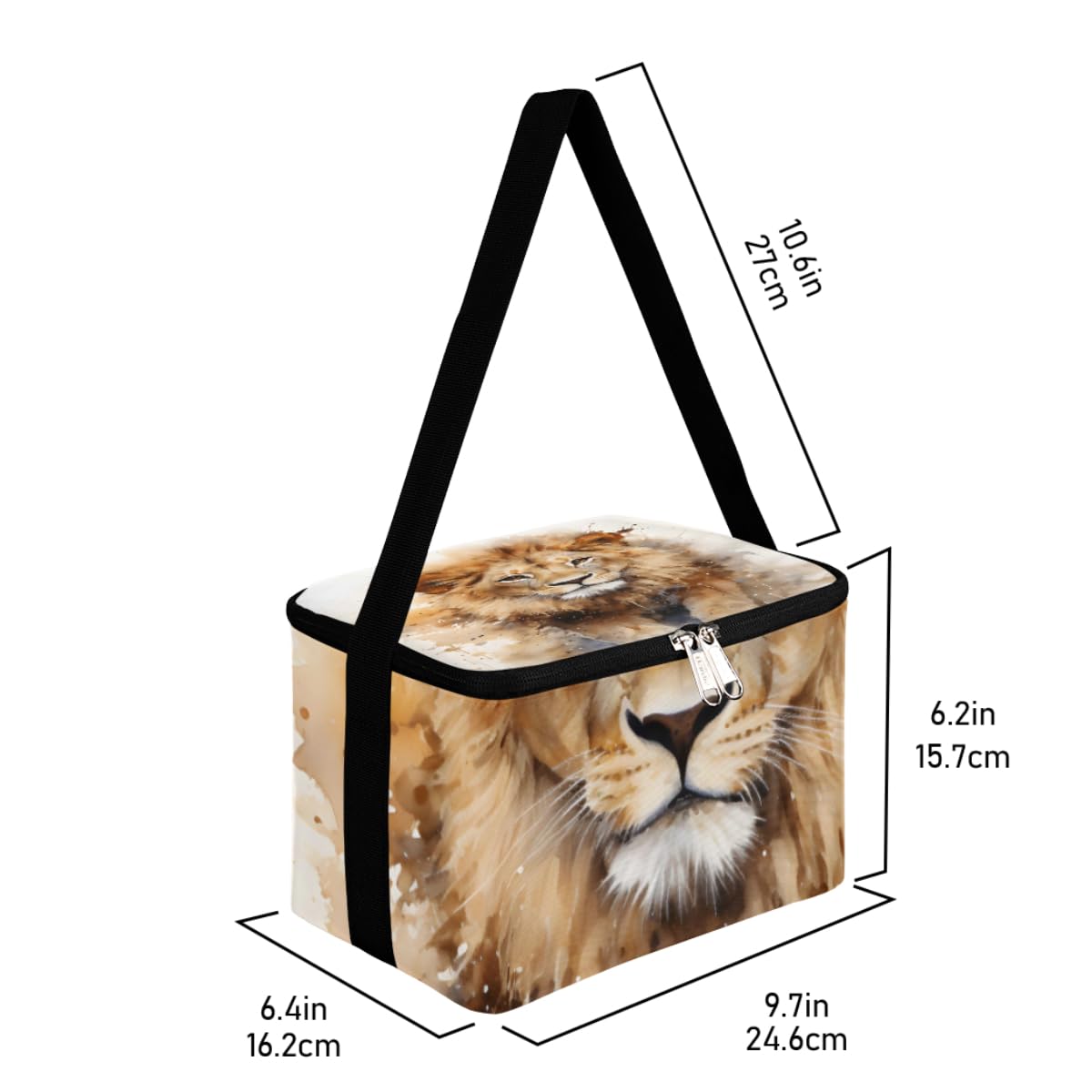 GzLeyigou Lunch Bags for Women Men 9 Cans,Lion Hot & Cold Food Delivery Bag Insulated Grocery Bag Insulated Lunch Box Animal Lion Cooler Bag for Office Work Picnic Beach