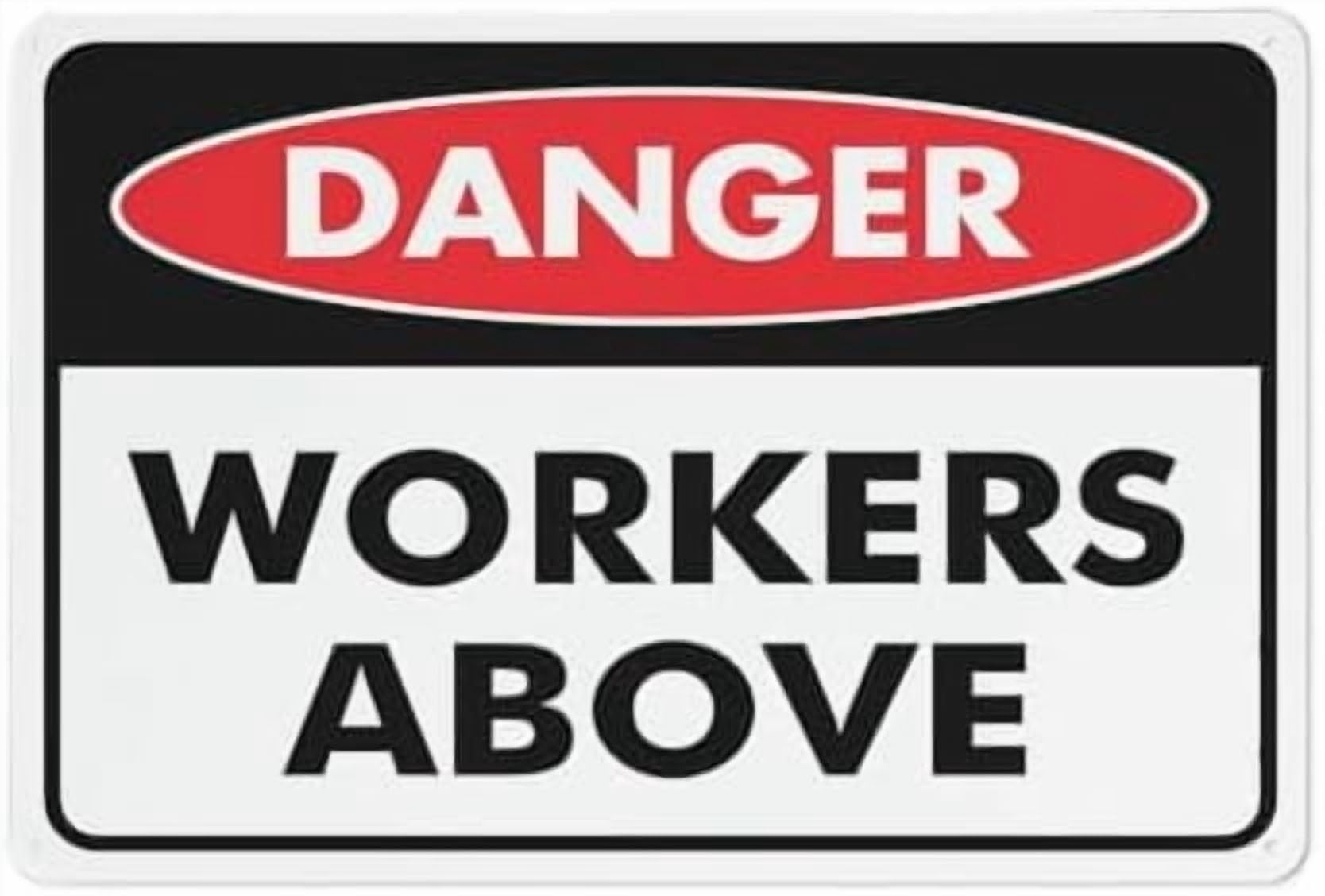 (2-Pack) Metal Tin Sign Danger Workers Above Sign Warning Sign Home Kitchen Farm Garden Garage Wall Decor 12X8 Inch