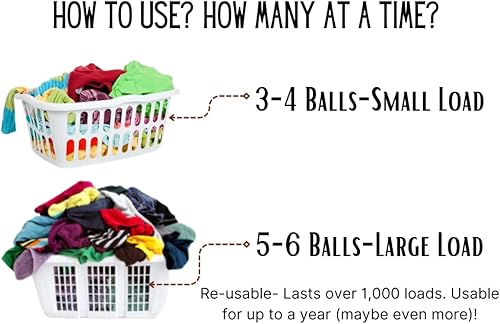 Miniatura 7 de Paquete de 6 bolas para secadora de lana de lavandería XL, 100% lana orgánica natural de Nueva Zelanda, ecológicas, hechas a mano, reutilizables,