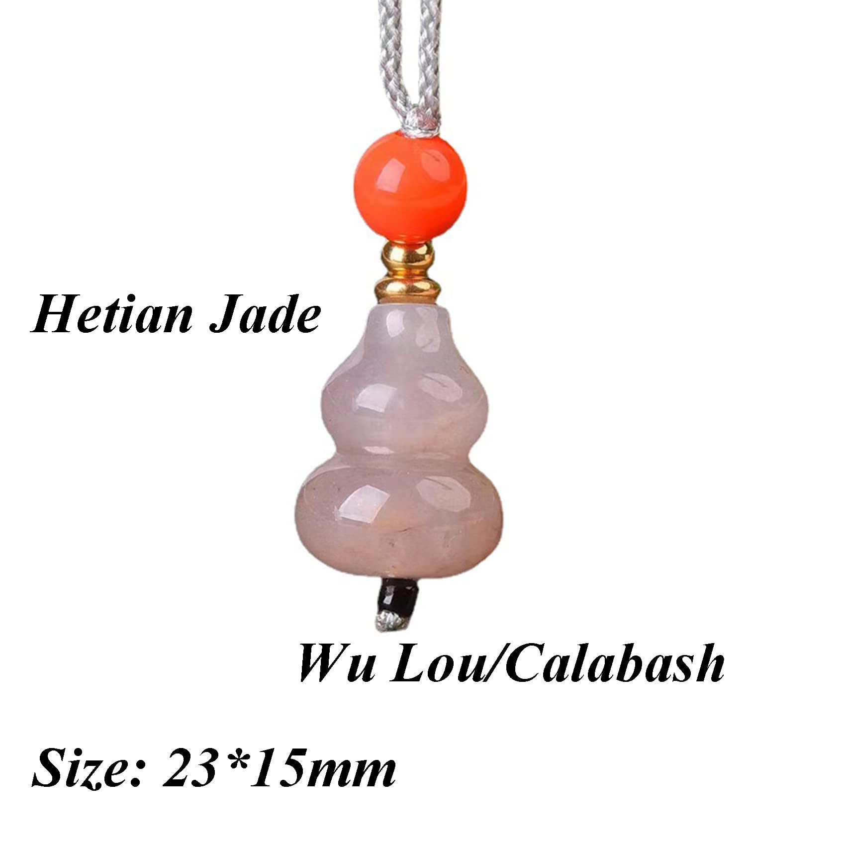 collar de jade verde, Collar de jade hetiano de nefrita natural con colgante de calabaza Wu Lou/Collar Feng Shui for mujer, amuleto de jade, collar largo del año del tigre 2022, regalos que atraen riq