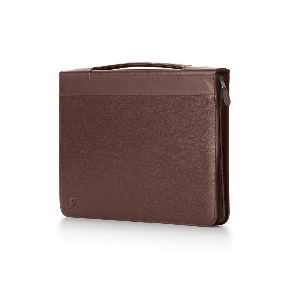 In Tempo Portablocco Office Con Manico In Finta Pelle Con Zip, 28 X 36 Cm, Marrone