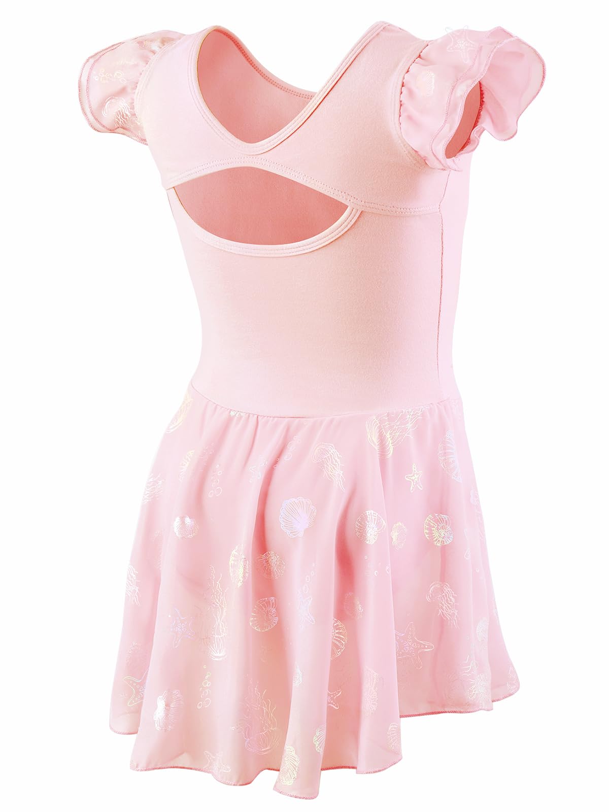 GroYolan Ballettkleidung Mädchen Ballettkleid Kurzarm Balletttrikot für Kinder Ballett Tanzkleid Tanzbody mit Chiffon Rock Tütü