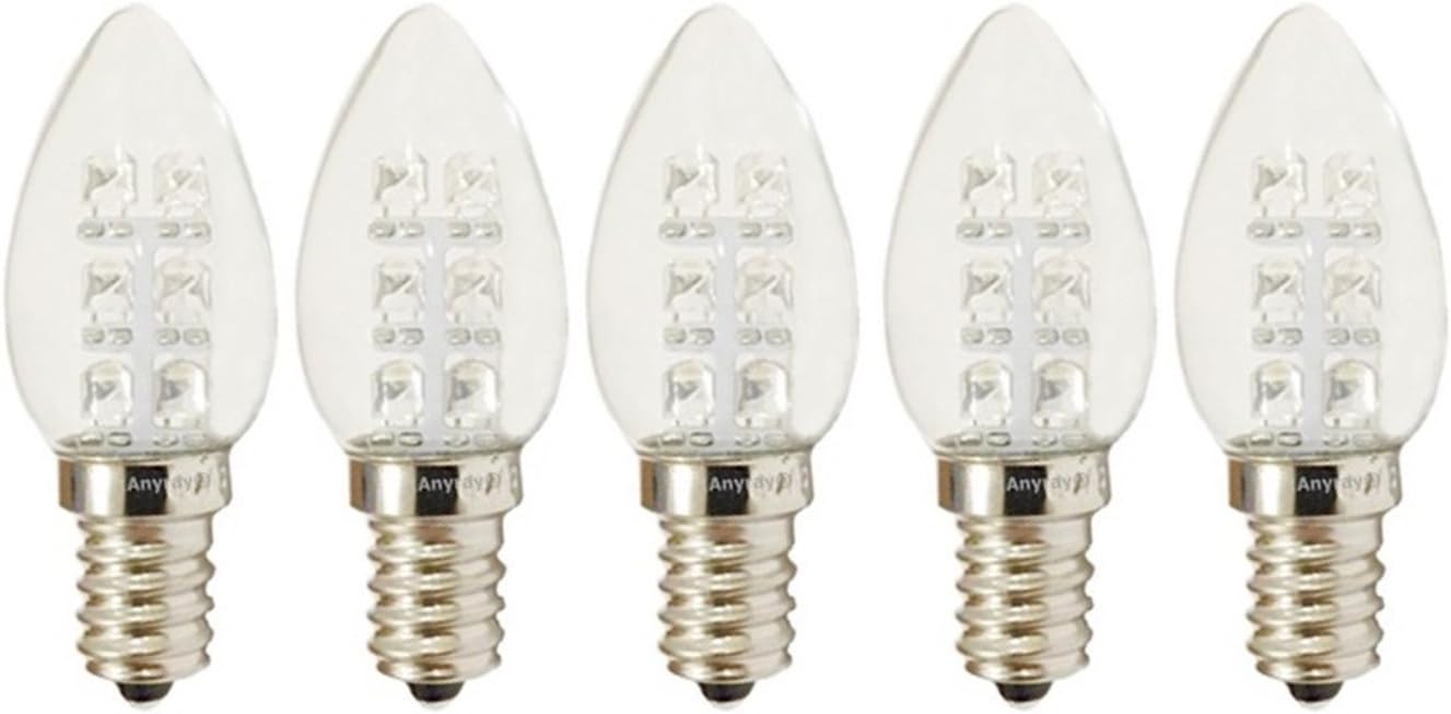 Anyray (5-Bulbs LED Night Light C7 (4W 5W 7W Replacement) E12 Candelabra Base Warm White Color 120V