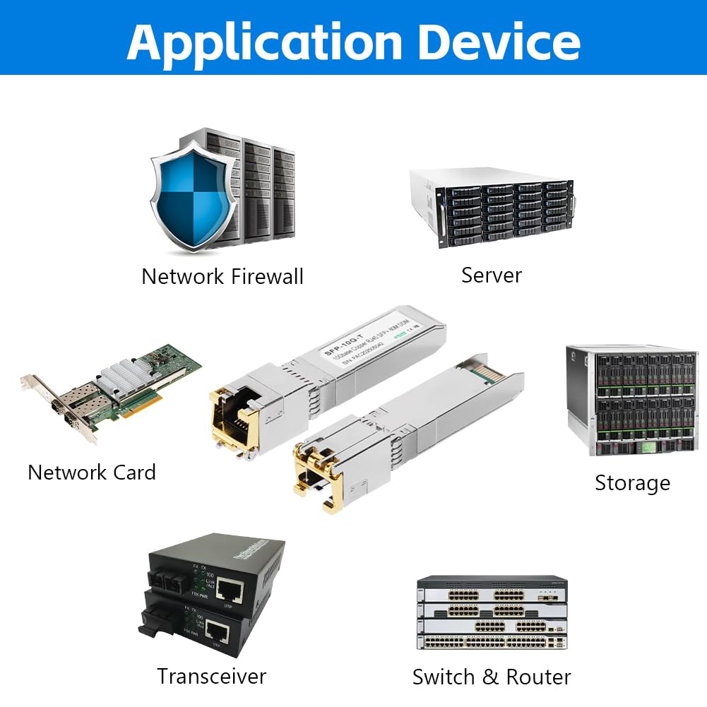 OFFCUP Module de SFP vers RJ45 en Cuivre, 10G SFP Base-T Jusqu'à 80 Mètres, Mini-GBIC Transceiver Compatible avec Cisco SFP-10G-TS Ubiquiti UF-RJ45-10G Netgear Mikrotik D-Link Supermicro