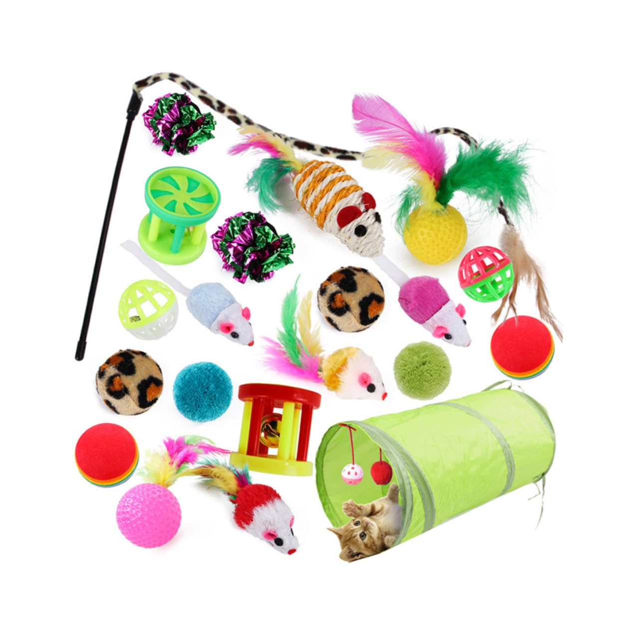 FOMIYES 42stücke Teiliges Katzen-spielzeugset Mit Teaser-Stick Interaktive Spielzeuge Für Katzen Fördert Spiel Und Langlebige Materialien Für Stundenlangen Spaß