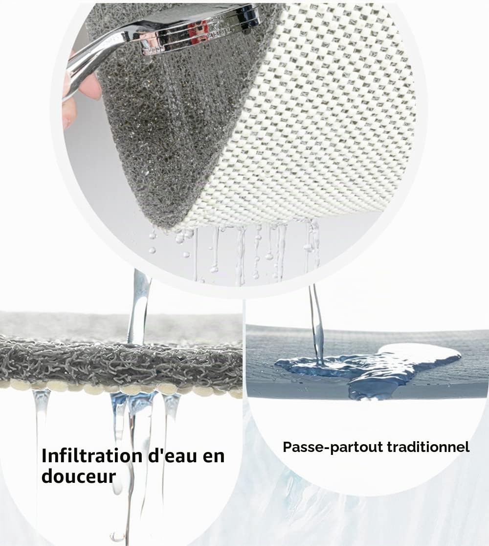 Tapis de bain pour douche intérieure, 40 x 60 cm, tapis de douche en luffa antidérapant, anti-moisissure, antibactérien, en PVC souple pour salle de bain