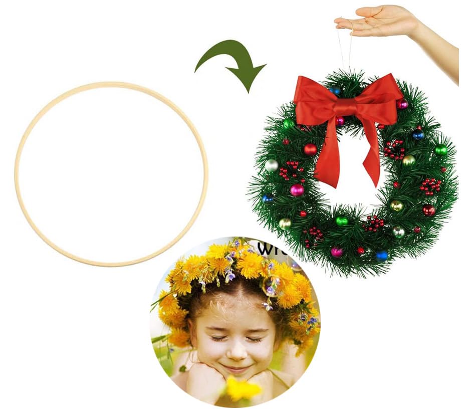 Set 6 Cerchi In Bambù Per Macramè - 12/15/17.5cm Per Decorazioni Fai Da Te - Foto 3