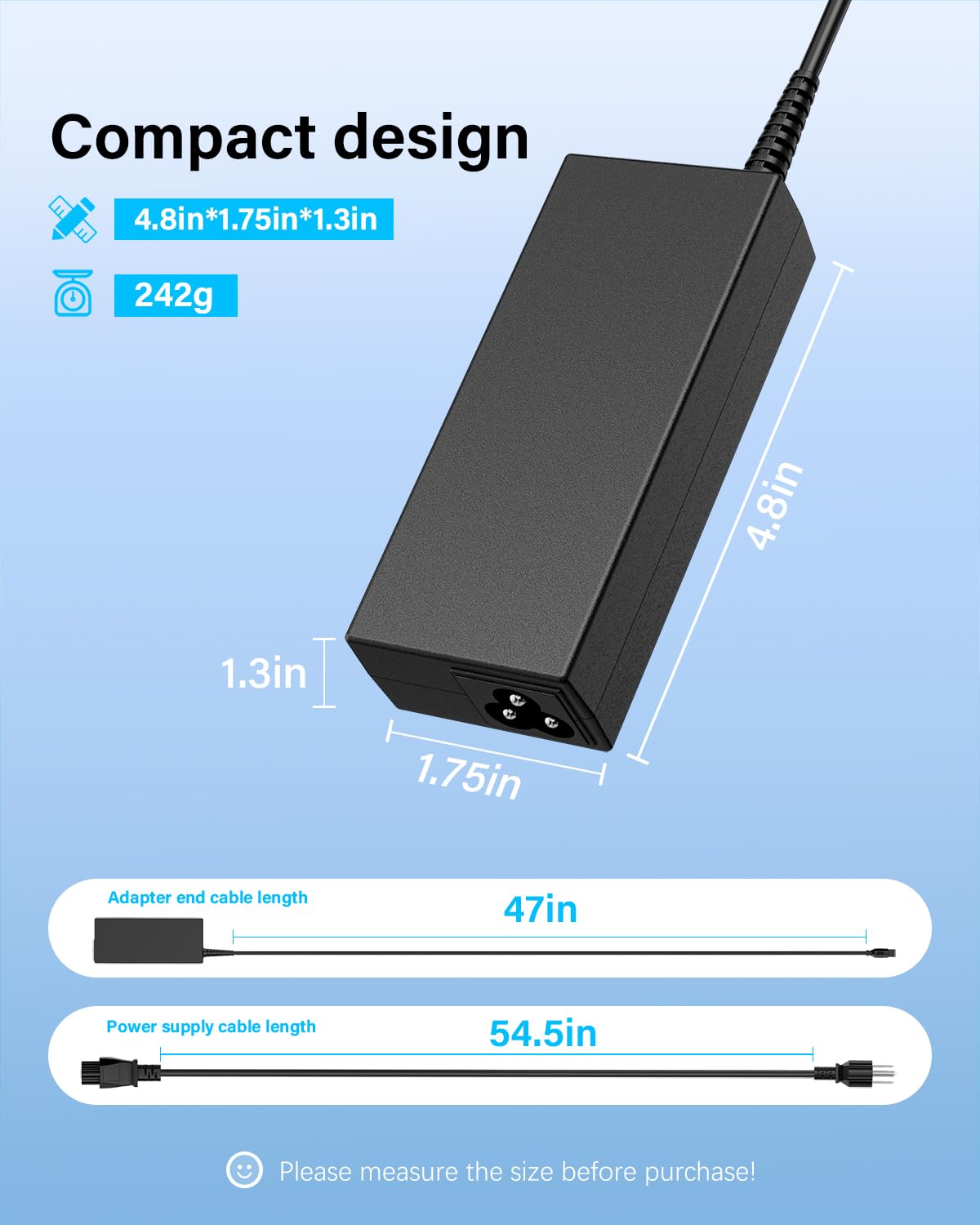 90W Universal Laptop Charger AC Adapter Compatible with Lenovo HP Dell ASUS Acer Samsung Sony Fujitsu Toshiba IBM Gateway Notebook Ultrabook Chromebook Latitude, Inspiron Pavilion Series — view 5
