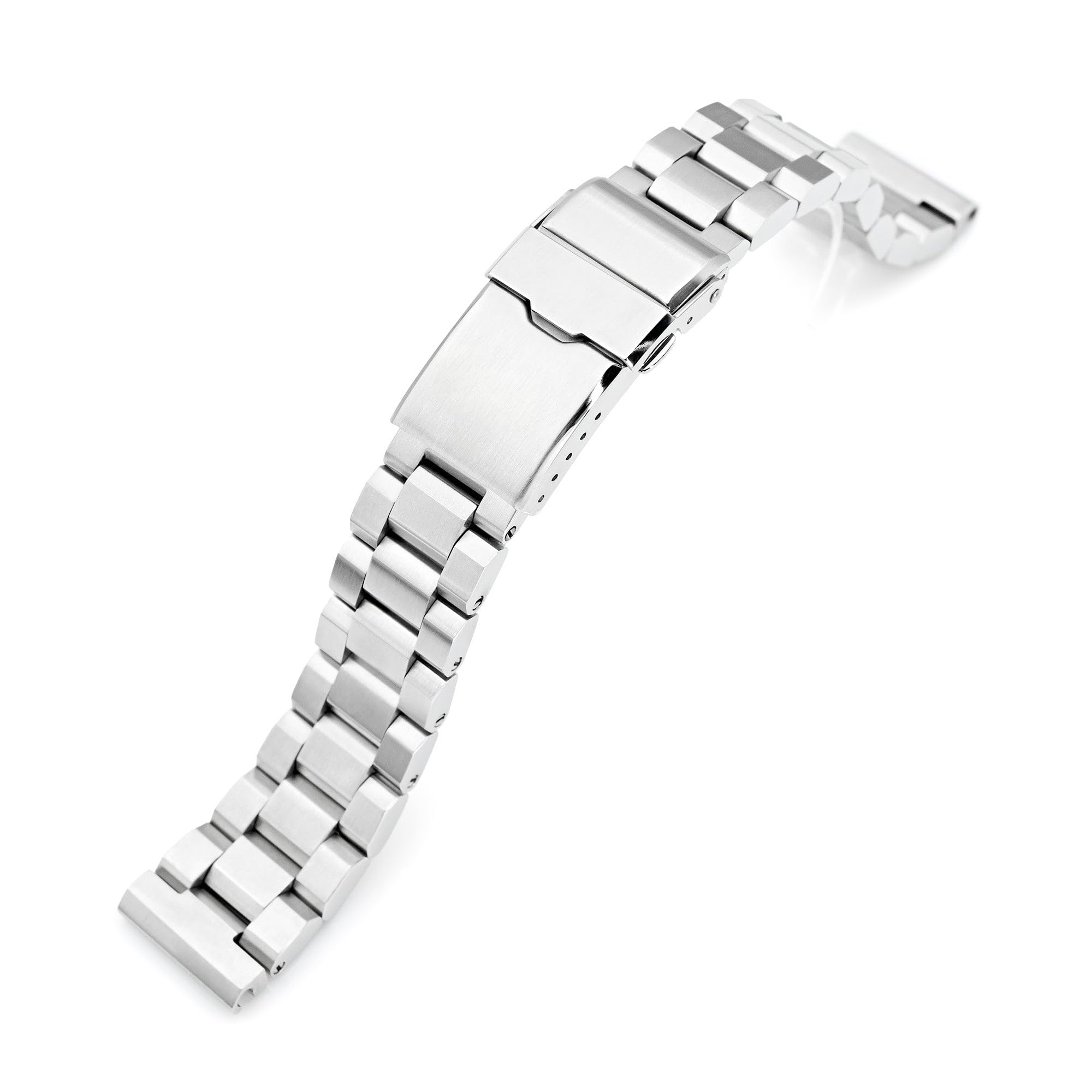 MiLTAT Bracelet de montre Hexad de 20 mm à extrémité droite, fermoir en acier inoxydable brossé 316L